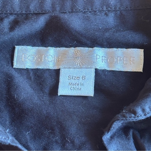 Boston Proper 6 cotton nylon spandex black office, formal button-down shirt - Picture 4 of 9